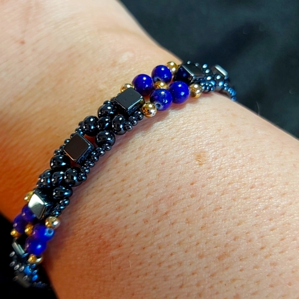 3 for $25 Bundle Sale- Genuine Hermatite & Bead Bracelet